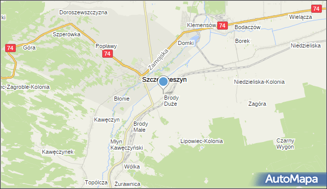 mapa Brody Duże, Brody Duże gmina Szczebrzeszyn na mapie Targeo